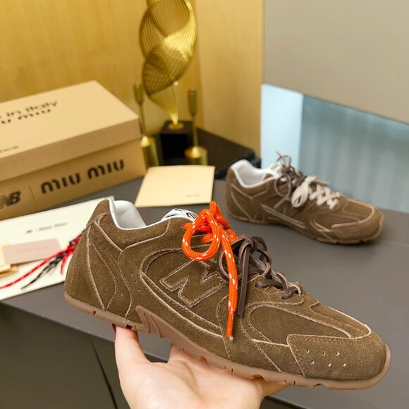 Authentic New Balance X Miu Miu 530 Suede Brown Sneakers - Picture 3 of 10